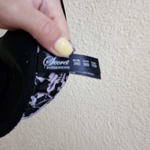 Secret Possessions Bra 34D  Gray Black Lace Underwire Padded Demi Retro - Picture 5 of 6